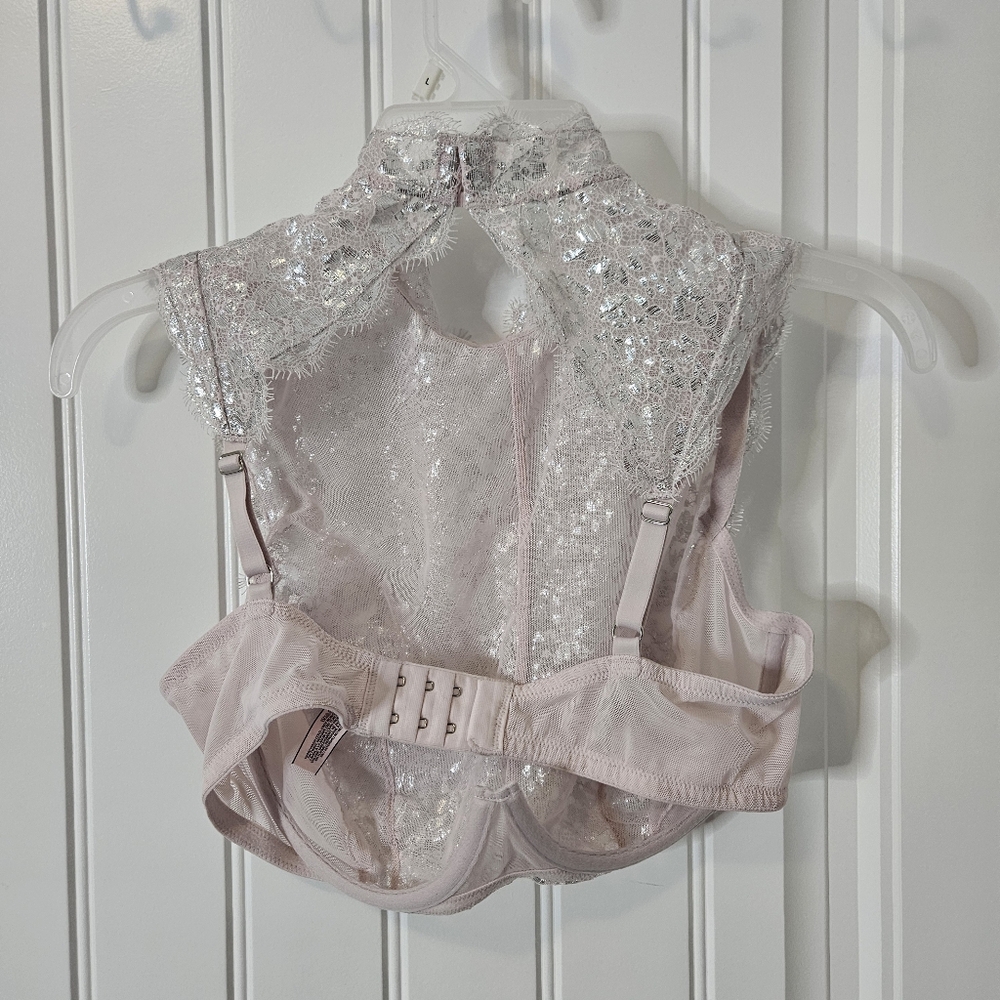Victoria's Secret Dream Angels Pink & Silver Metallic Unlined High Neck Demi Bra - Picture 4 of 5